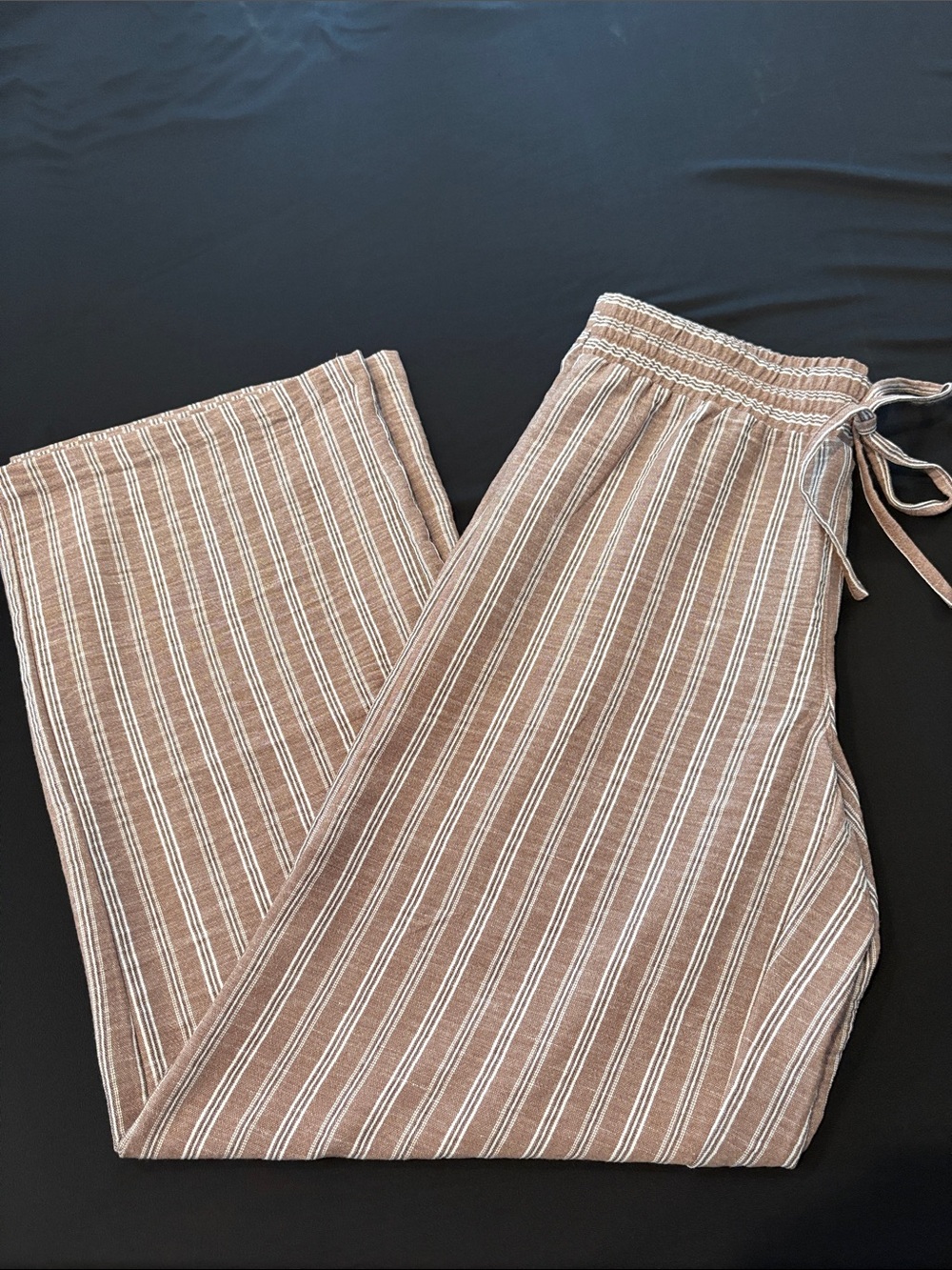Brown Striped Drawstring Women’s Pants